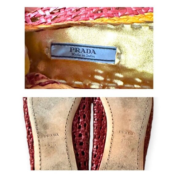 Prada Round Toe Multicolor Woven Leather ballerinas Flats, Size 38.5 EU - Picture 8 of 12